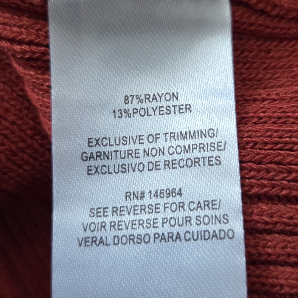 NWT - Julia Jordan Rust Ribbed Knit Collared Quarter Button Midi Dress - Size XL - Picture 7 of 9